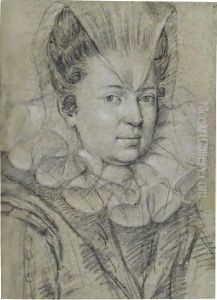 Half-Length Portrait Of The Marchesa Di Grana by Ottavio Leoni