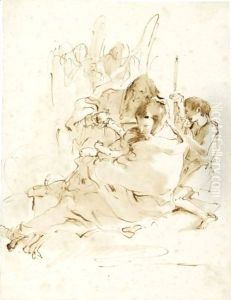 The Holy Family With The Youthful St. John And Two Angels by Giovanni Battista Tiepolo