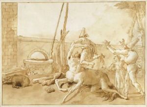 A Centaur Playing With Three Punchinelli by Giovanni Domenico Tiepolo