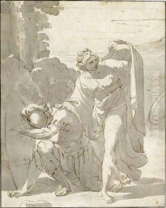 A Classical Scene A Soldier Kneeling Beside A Woman by Ubaldo Gandolfi