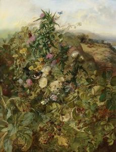 Wild Raspberries And Thistles by John Wainwright