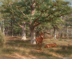 Two Deer In A Forest Glade by Rosa Bonheur
