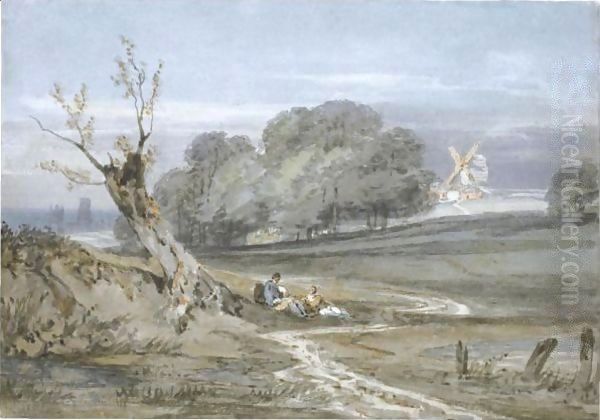 Landscape With Mill, Durham Cathedral In The Background - view 1