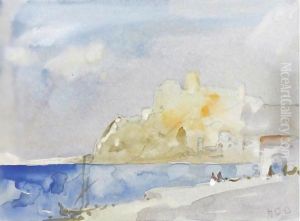 A castle on the Calabrain Coast, Dalmatia near Ragusa, the Gulf of Taranto