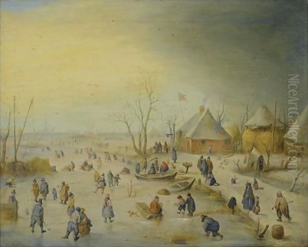 A Winter Landscape With Kolf Players, Skaters And Numerous Other Figures - view 1