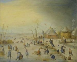 A Winter Landscape With Kolf Players, Skaters And Numerous Other Figures by Hendrick Avercamp