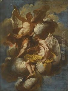 Angels Ascending On A Cloud by Giovanni Domenico Ferretti
