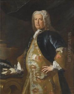 Portrait Of A Nobleman, Three-Quarter Length, Leaning His Gloved Right Hand On A Console Table