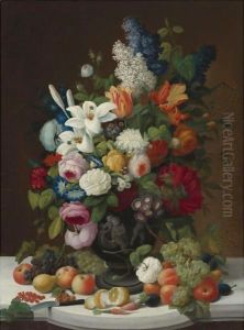Still Life With Flowers And Fruit by Severin Roesen