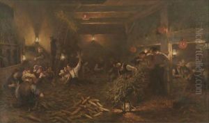 The Husking Bee by Henry Mosler