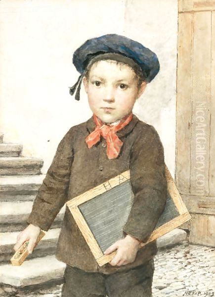 Schoolboy With Slate, 1909 - view 1