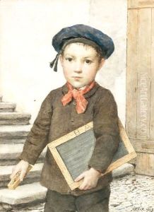 Schoolboy With Slate, 1909 by Albert Anker
