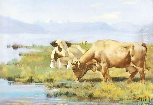 Cows At Lakeshore - view 1