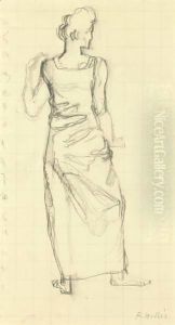 Study For The Second Figure From The Left Of The Painting 'Youth Admired By A Woman by Ferdinand Hodler