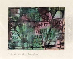 Trees In An Urban Street, Green Indigored, 1913 Trees In An Urban Street, Green Indigored, 1913