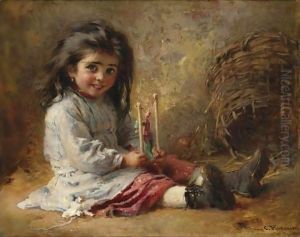 The Puppet by Konstantin Egorovich Egorovich Makovsky