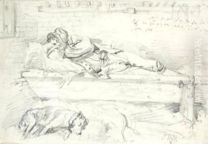 A Man And His Dog Asleep by James Ward