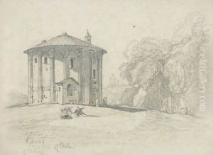 Seated Figures Before The Temple Of Vesta, Rome by John Sell Cotman
