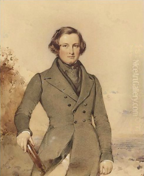 Portrait Of A Gentleman Holding A Telescope - view 1