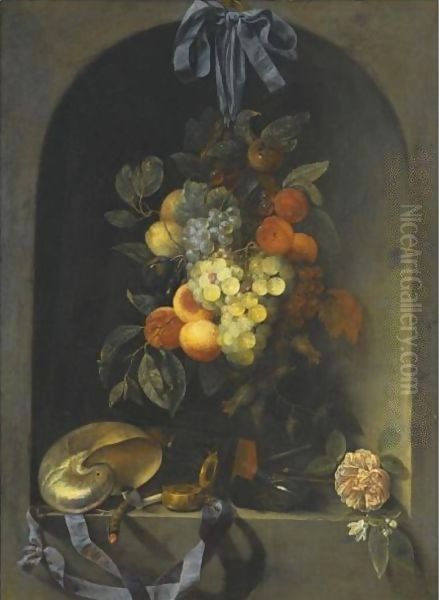 A Still Life With Peaches, Pomegranate, Grapes, And Plums - view 1