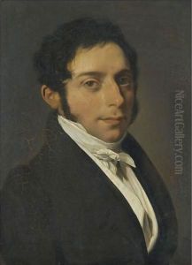 Portrait Of A Gentleman, Half Length, Wearing A Black Jacket And A White Shirt by Louis Leopold Boilly