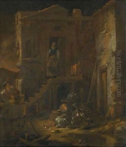 A Courtyard Scene With Washerwomen