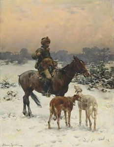 A Windy Day by Alfred Wierusz-Kowalski