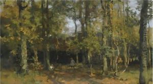 A Girl In The Woods Near A Barn A Girl In The Woods Near A Barn