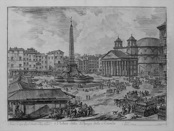 The Piazza Della Rotonda, With The Pantheon And Obelisk - view 1