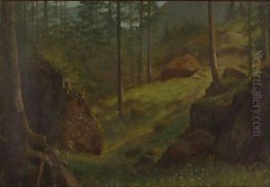 Wooded Hillside by Albert Bierstadt