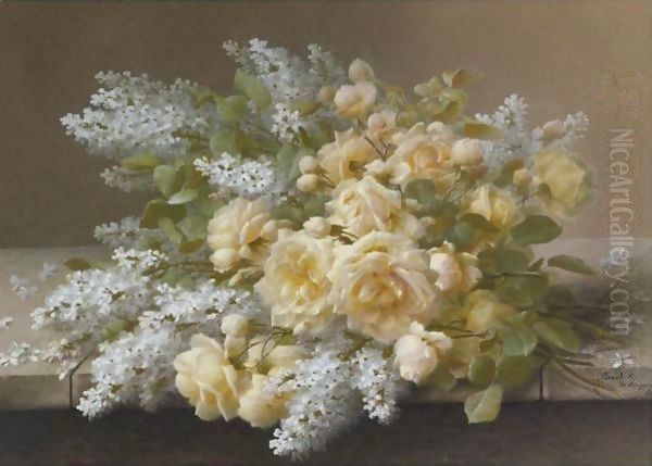 Still Life With Roses And White Lilacs On A Table - view 1
