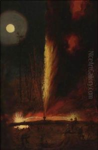 First Oil Well Burning