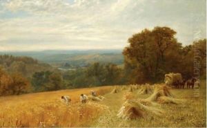 Gathering In The Wheat Harvest, Between Petworth And Fittleworth, Near Midhurst, South Downs, Sussex by George Vicat Cole