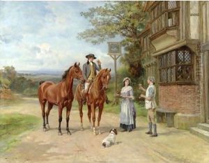 Outside The White Swan Inn by Heywood Hardy