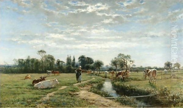 Milkmaid With A Herd Of Cows - view 1