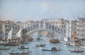 Venice, A View Of The Rialto Bridge From The South by Giacomo Guardi