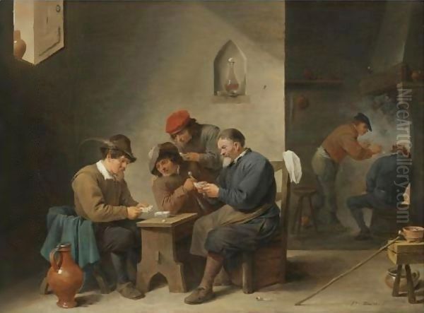 A Tavern Interior With Peasants Playing Cards - view 1