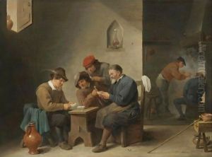 A Tavern Interior With Peasants Playing Cards by David The Younger Teniers