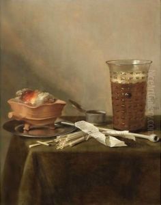 Still Life With A Brazier, A Glass Of Beer And A Clay Pipe