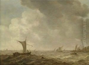 An Estuary Scene With Small Vessels In A Choppy Sea An Estuary Scene With Small Vessels In A Choppy Sea