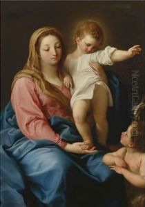 The Madonna And Child With The Infant Saint John The Baptist by Pompeo Gerolamo Batoni
