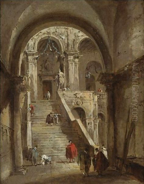 Venice, The Courtyard Of The Palazzo Ducale With The Scala Dei Giganti, Seen Through The Arco Foscari - view 1