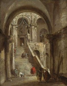 Venice, The Courtyard Of The Palazzo Ducale With The Scala Dei Giganti, Seen Through The Arco Foscari by Francesco Guardi