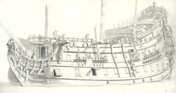 Study Of An English Man-Of-War, Seen From The Port Side - view 1