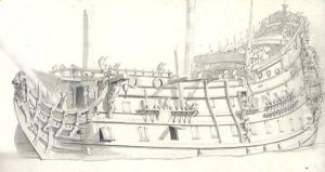 Study Of An English Man-Of-War, Seen From The Port Side by Willem van de, the Elder Velde