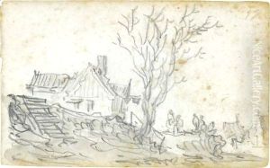 Figures Before An Inn At Houtewael by Jan van Goyen