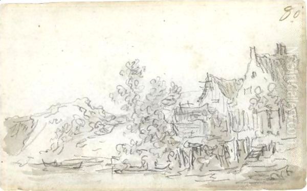 A View Of Gabled Cottages Before A Canal - view 1