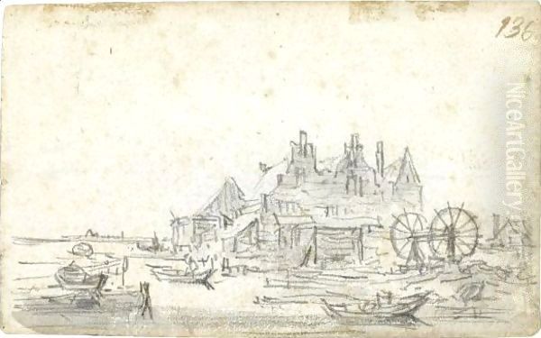 A Three-Gabled House On The Edge Of A Canal, With A Boat-Lifting Mechanism To The Right - view 1
