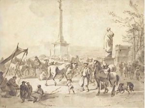 A Horse Market With Arabian Merchants In The Campo Vaccino, Rome