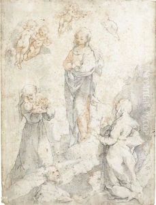 The Virgin With St Francis Holding The Christ Child, St Clare And Two Donors